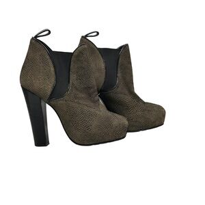 Proenza Schouler Platform Ankle Boots Womens 5.5 Olive Black Textured Lug Sole